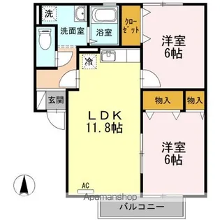 フローラルコート【2階】の間取り