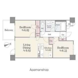 ベルヴュコート津田沼【3階】の間取り