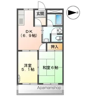 ハイツ河合【1階】の間取り