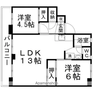 2LDKの間取り画像