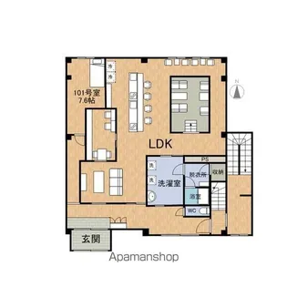 エスコート松本【101号室】の間取り