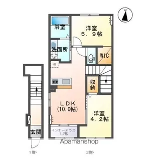 パーチェミノクラ(PACE MINOKURA)【2階】の間取り