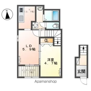 仮)館林市朝日町アパート【2階】の間取り