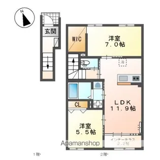 ハレカピリナ新涯【2階】の間取り