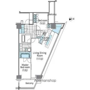 コンフォリア新宿イーストサイドタワー【16階】の間取り