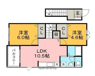 カーサソレイユ二番館【2階】の間取り