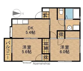 ツインハイツB【102号室】の間取り