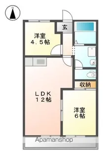 サンハイツ山田B【1階】の間取り