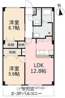 フィネス三渓【203号室】の間取り