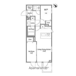 LA PERLA ICHIGAYAーSADOHARACHO【1階】の間取り