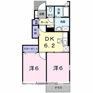 ラ・メゾン アンソレイエ A【1階】の間取り