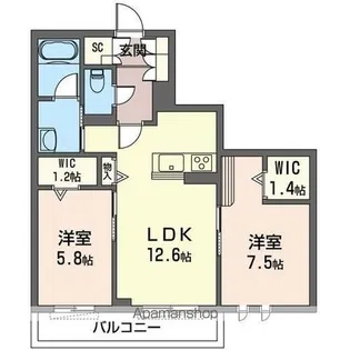 ORTENSIA.H【302号室】の間取り