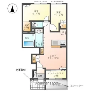 GLANZ ーグランツー【1階】の間取り