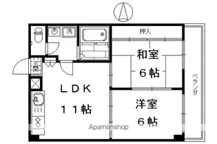 コーポ西ノ庄【203号室】の間取り