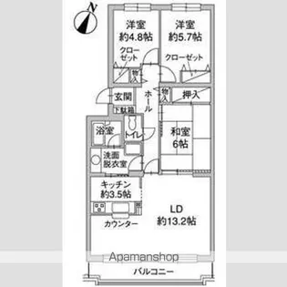 パーク・ノヴァひばりが丘南【3階】の間取り