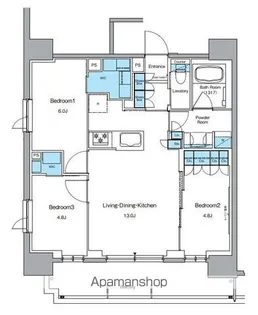 ルフォンプログレ上野御徒町【15階】の間取り