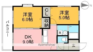 ハイツ六泉Ⅲ【2階】の間取り