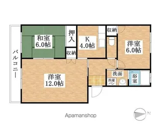 花ノ木パークハイツ【B-102号室】の間取り