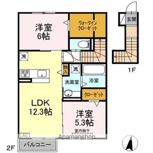 DーROOM FOURTH B棟【2階】の間取り