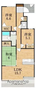 ルイシャトレ生駒【2階】の間取り