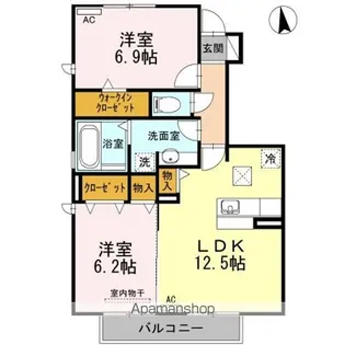 ソシア・ミズノ【1階】の間取り
