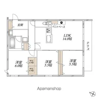 チェリーコートグラン E【1階】の間取り
