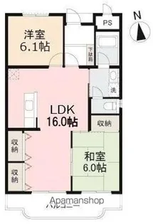 サンヴェール木太 北棟【3階】の間取り