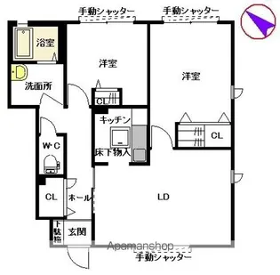 シャルマン佐野 B棟【102号室】の間取り