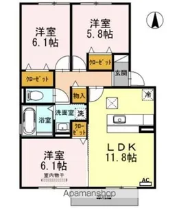 プランドール 壱番館【1階】の間取り
