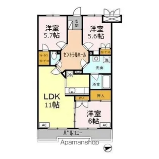 パストラルハイツ【3階】の間取り