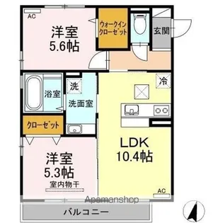 エスポワールかまた【1階】の間取り