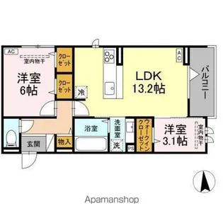 DーROOM住吉 メゾン・ド・シャノワール【303号室号室】の間取り