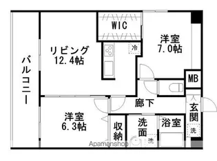 グレイスハイツ東中通タワー【12階】の間取り