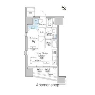 デュオフラッツ池尻大橋【12階】の間取り