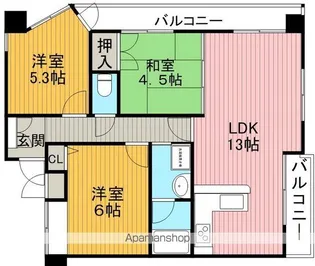 セレブコート豊中緑丘【1階】の間取り