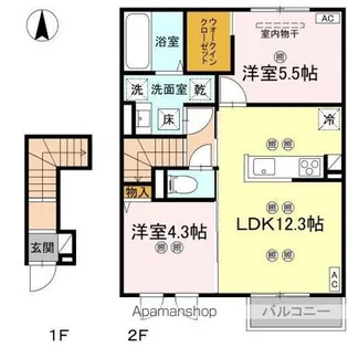 VENTO LIEN A棟【202号室】の間取り