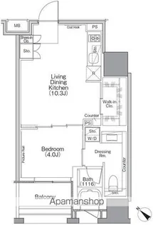 ザ・パークハビオSOHO横浜関内【9階】の間取り