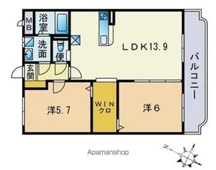 ユーミーリエゾンA棟【203号室】の間取り