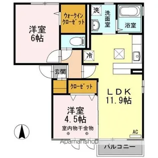 FLAT CIMA B【102号室】の間取り