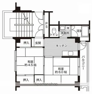 ビレッジハウス埴生2号棟【1階】の間取り