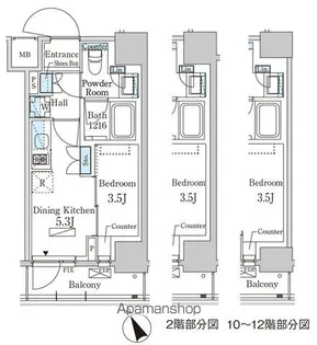 パークアクシス日本橋茅場町ステーションゲート【10階】の間取り