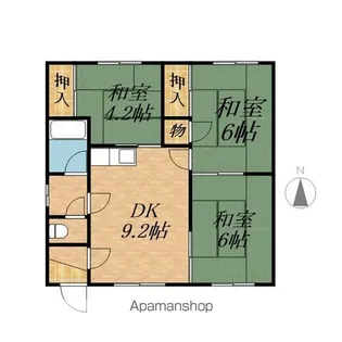 北海道帯広市西十四条北3丁目【テラスハウス】の間取り