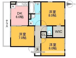 リビングタウン万々 E棟【1階】の間取り