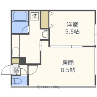 アクティブK中の島【201号室】の間取り