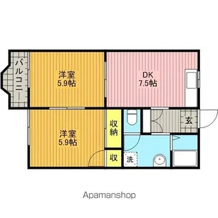 フラット上青木【203号室】の間取り