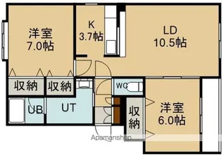 ボヌール富岡弐番館【201号室】の間取り