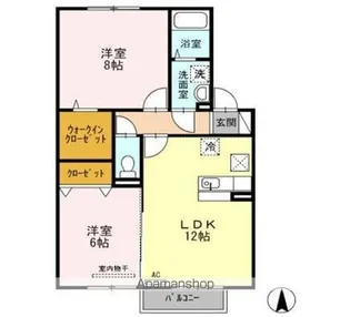 シャインポート屋島 G・H棟【G105号室】の間取り