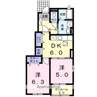 カプリスB【1階】の間取り