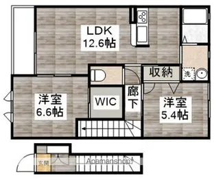 フレール・ドゥ・シャンブル【202号室】の間取り