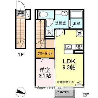ノースヒルズ B【2階】の間取り